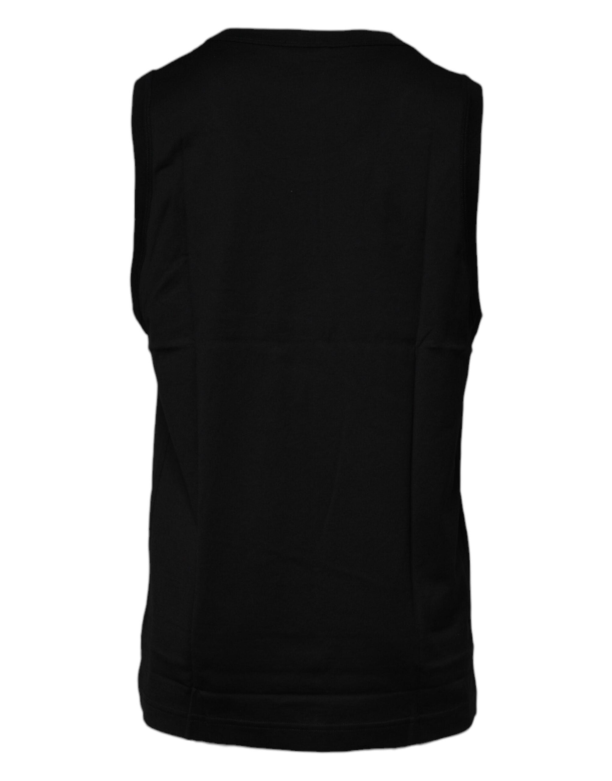Dolce &amp; Gabbana Black Cotton Round Neck Sleeveless T-shirt