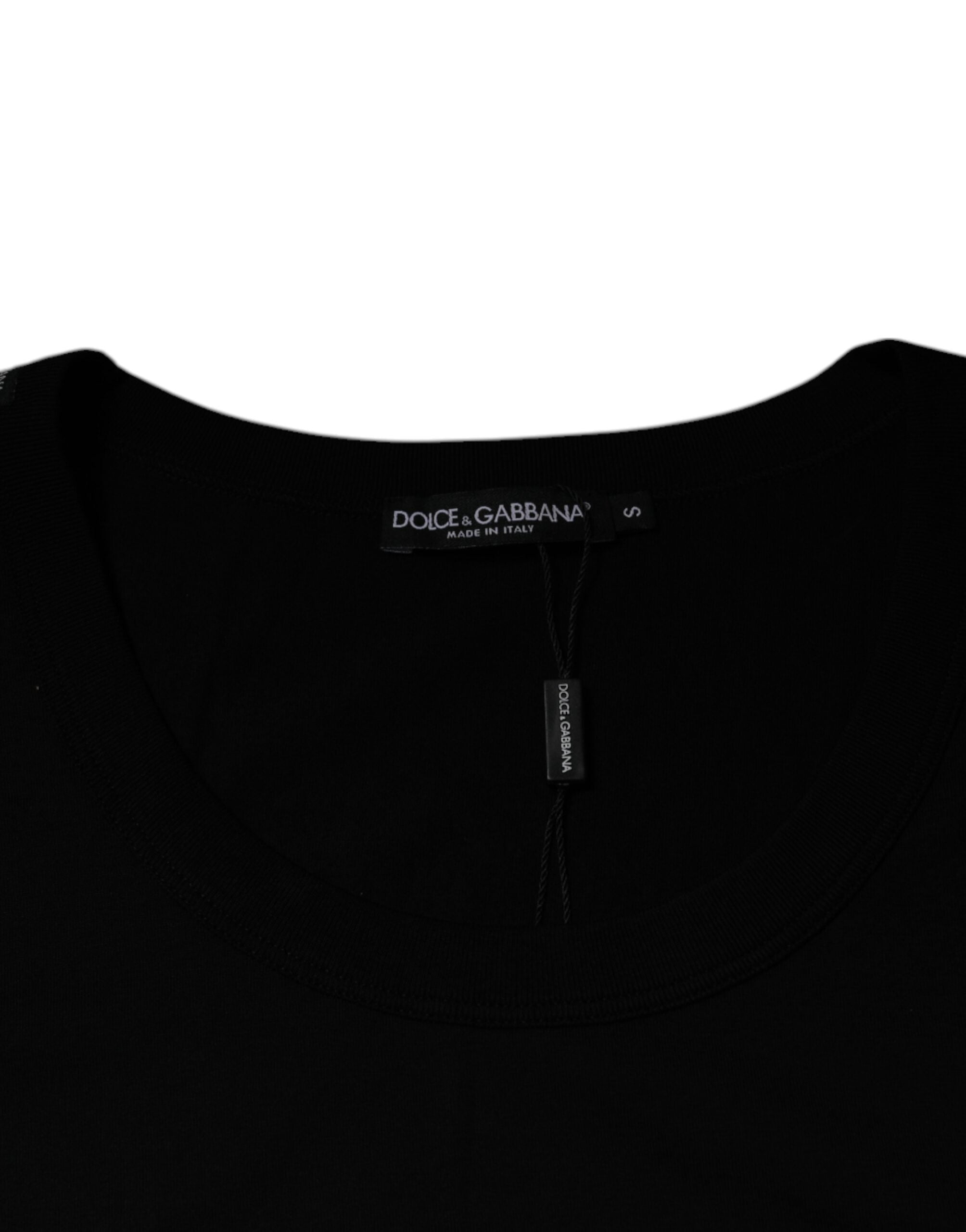 Dolce &amp; Gabbana Black Cotton Round Neck Sleeveless T-shirt