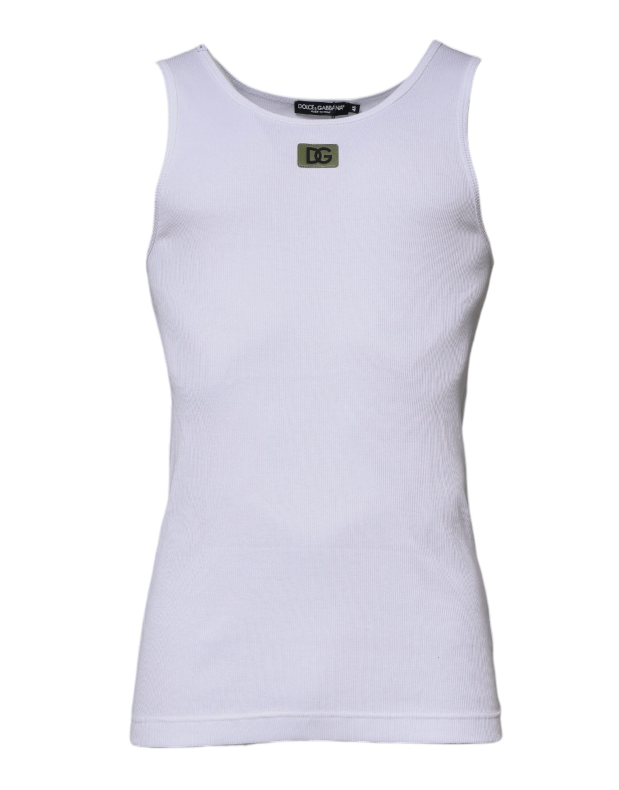 Dolce &amp; Gabbana White Cotton Round Neck Sleeveless T-shirt