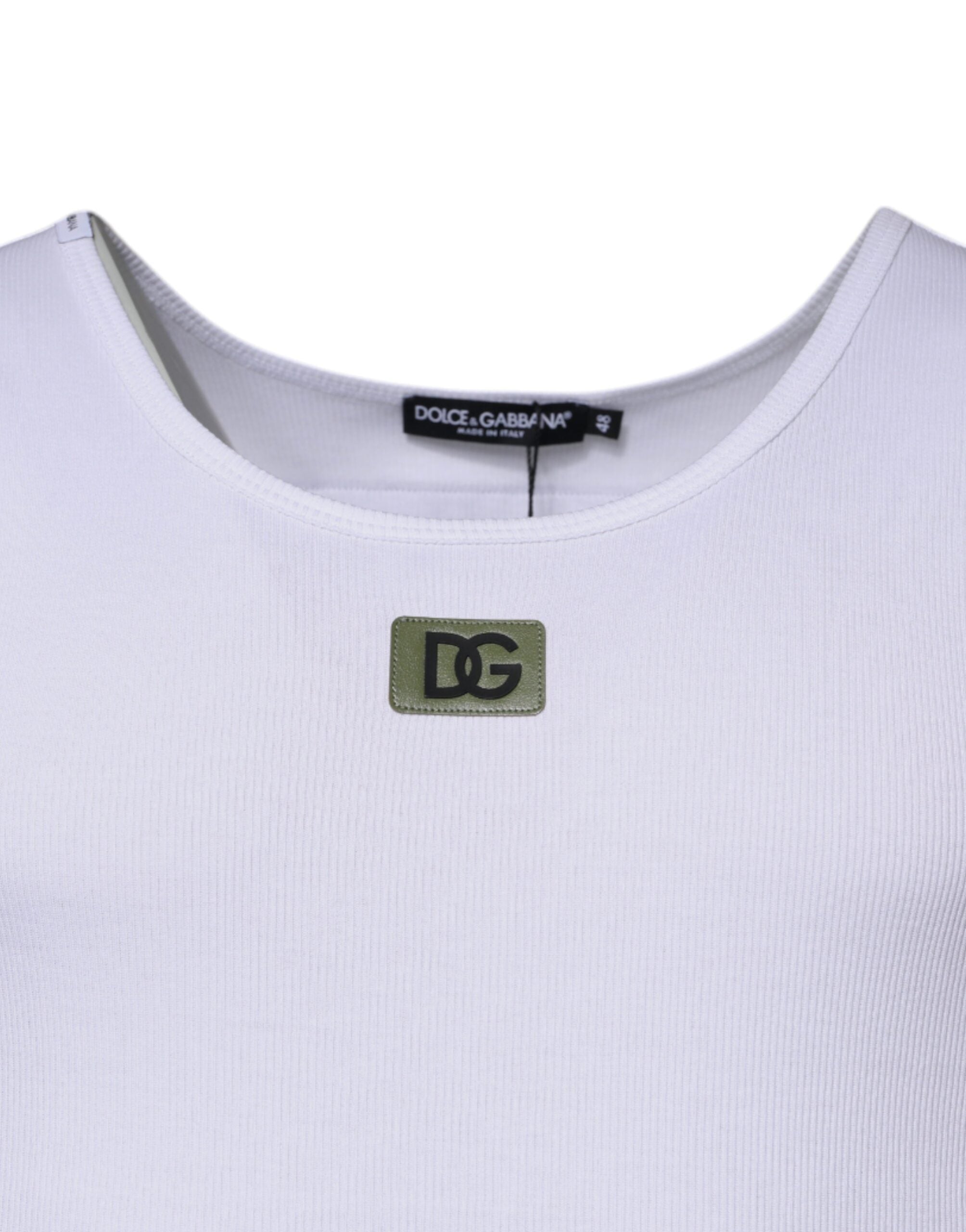 Dolce &amp; Gabbana White Cotton Round Neck Sleeveless T-shirt