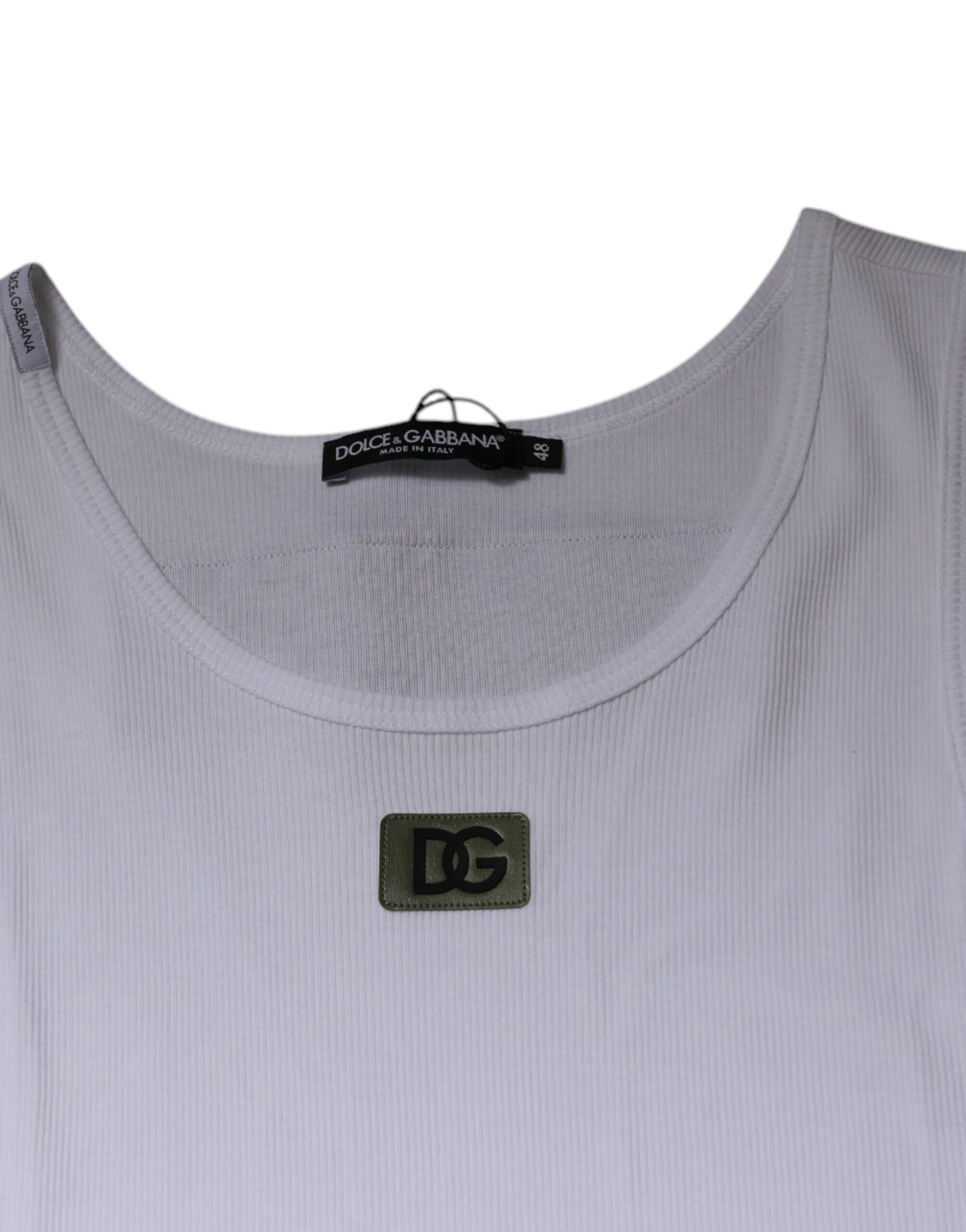 Dolce &amp; Gabbana White Cotton Round Neck Sleeveless T-shirt