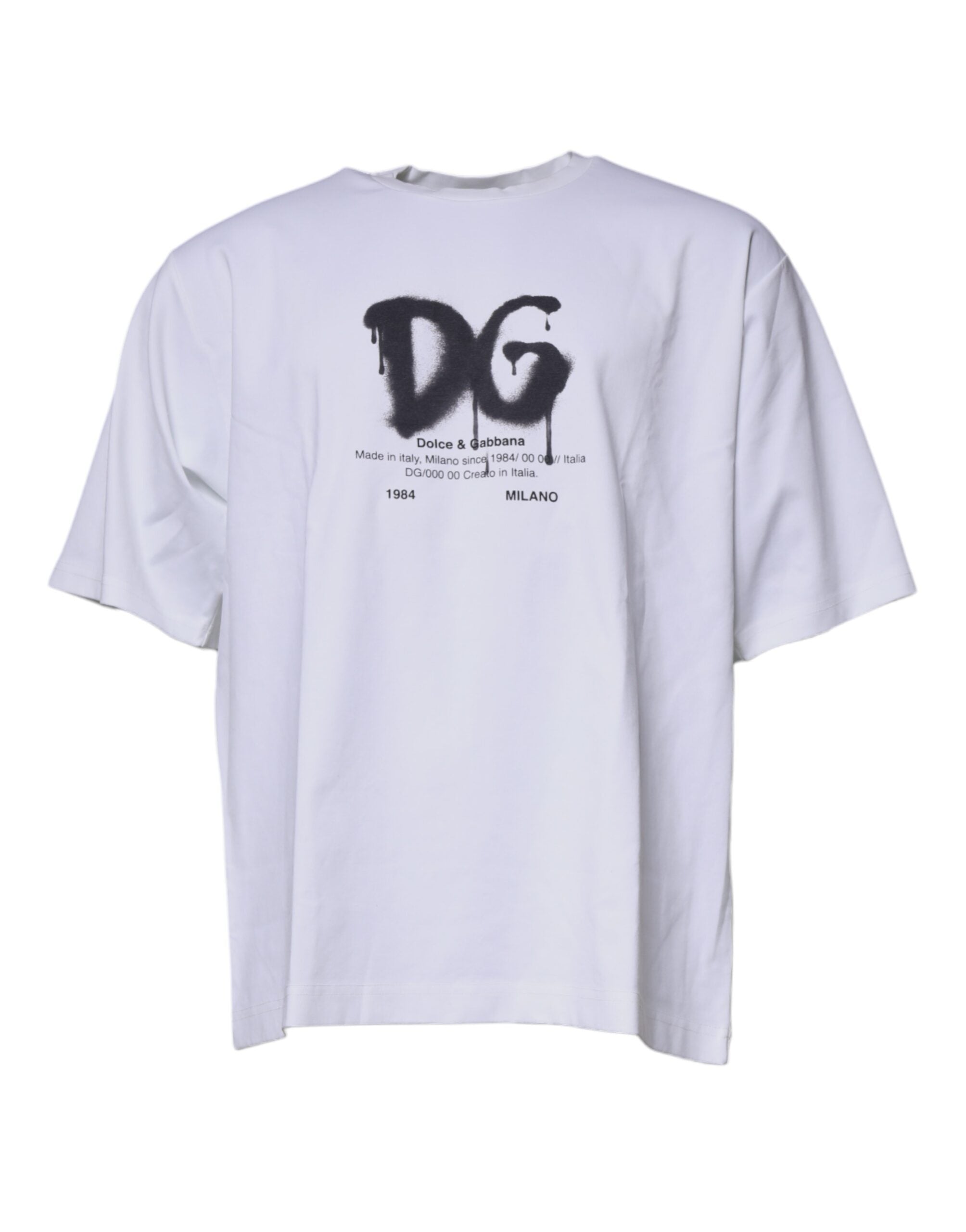 Dolce &amp; Gabbana White DG Logo Cotton Crew Neck T-shirt