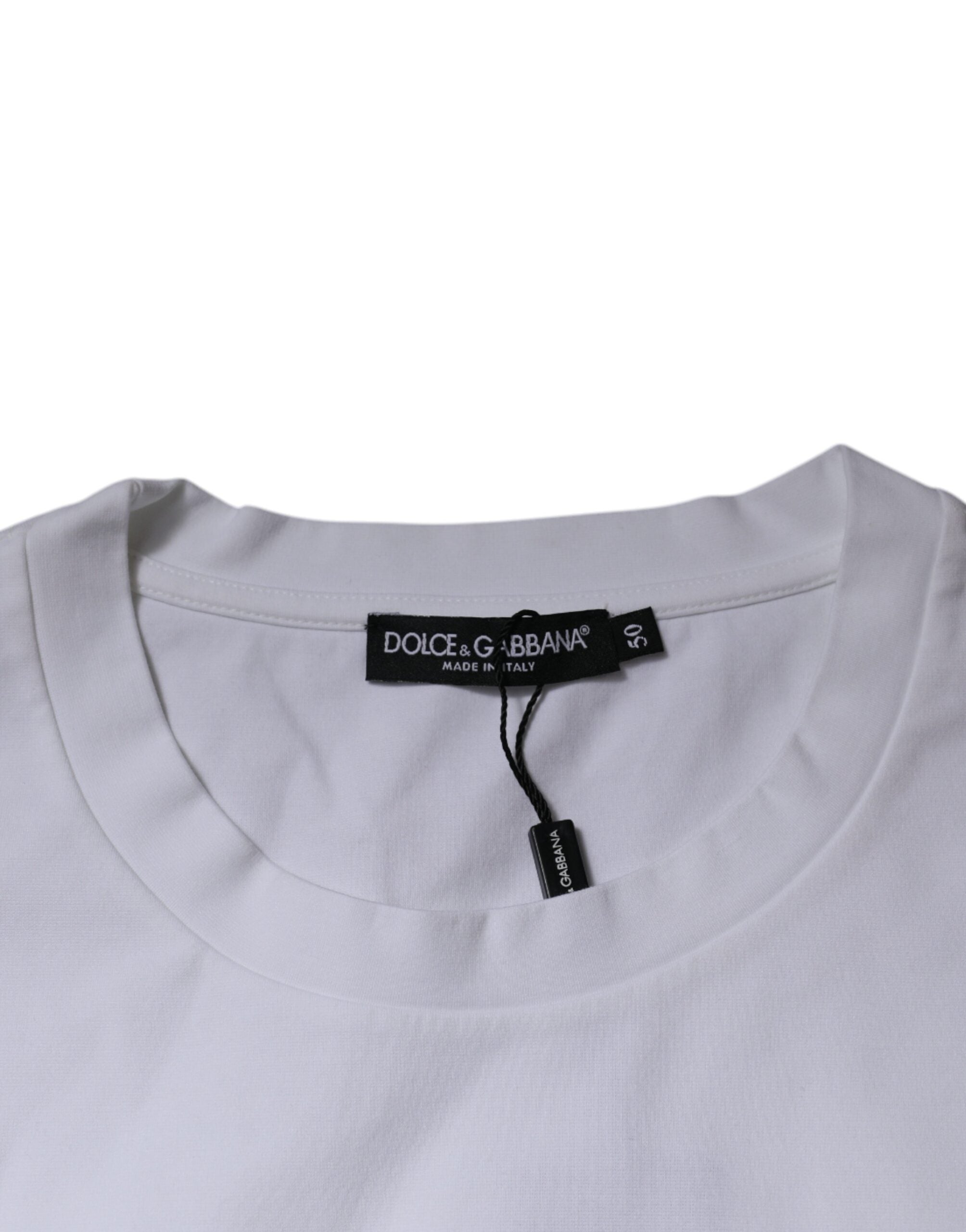 Dolce &amp; Gabbana White DG Logo Cotton Crew Neck T-shirt