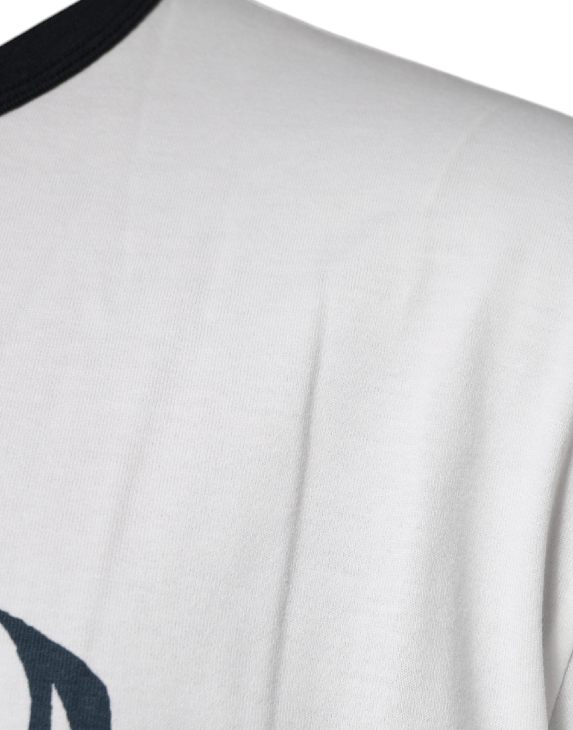 Dolce &amp; Gabbana White Graphic Print Cotton Crew Neck T-shirt