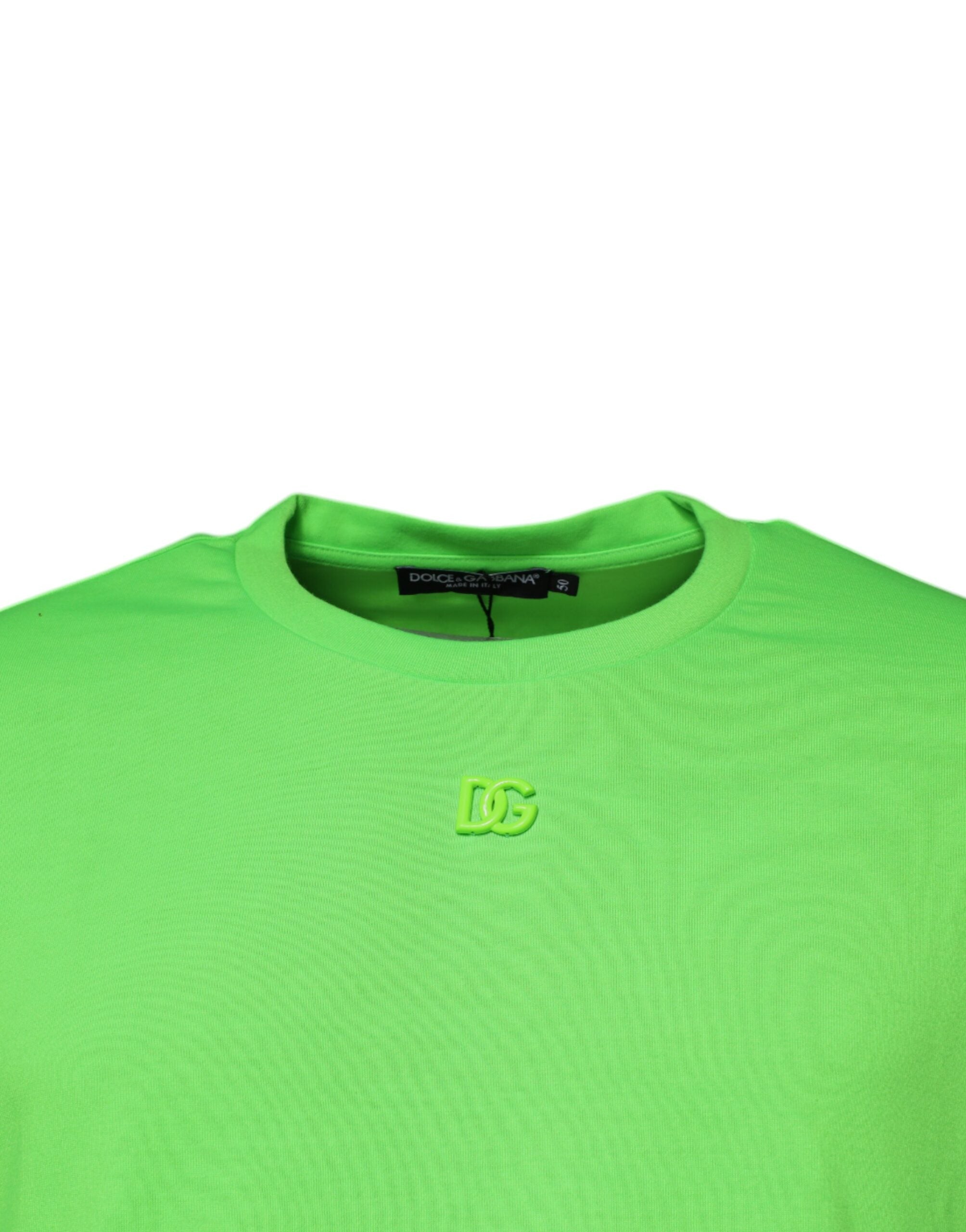 Dolce &amp; Gabbana Green DG Logo Cotton Crew Neck T-shirt