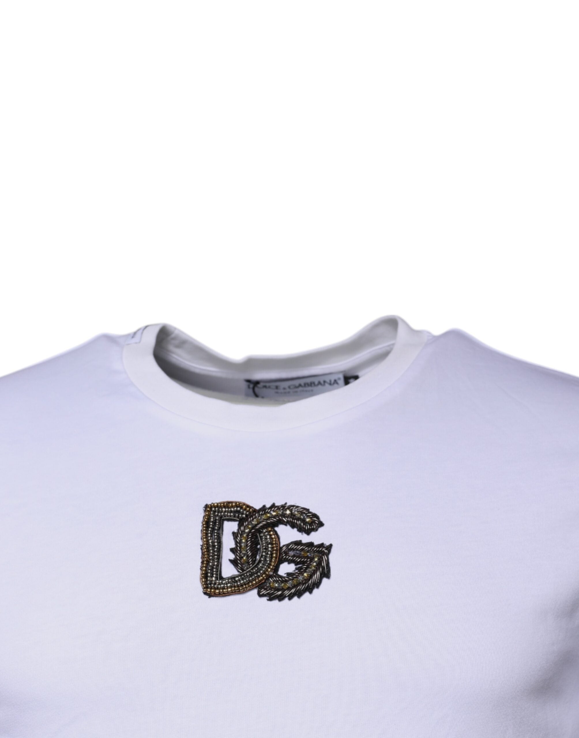Dolce &amp; Gabbana White DG Logo Cotton Crew Neck T-shirt