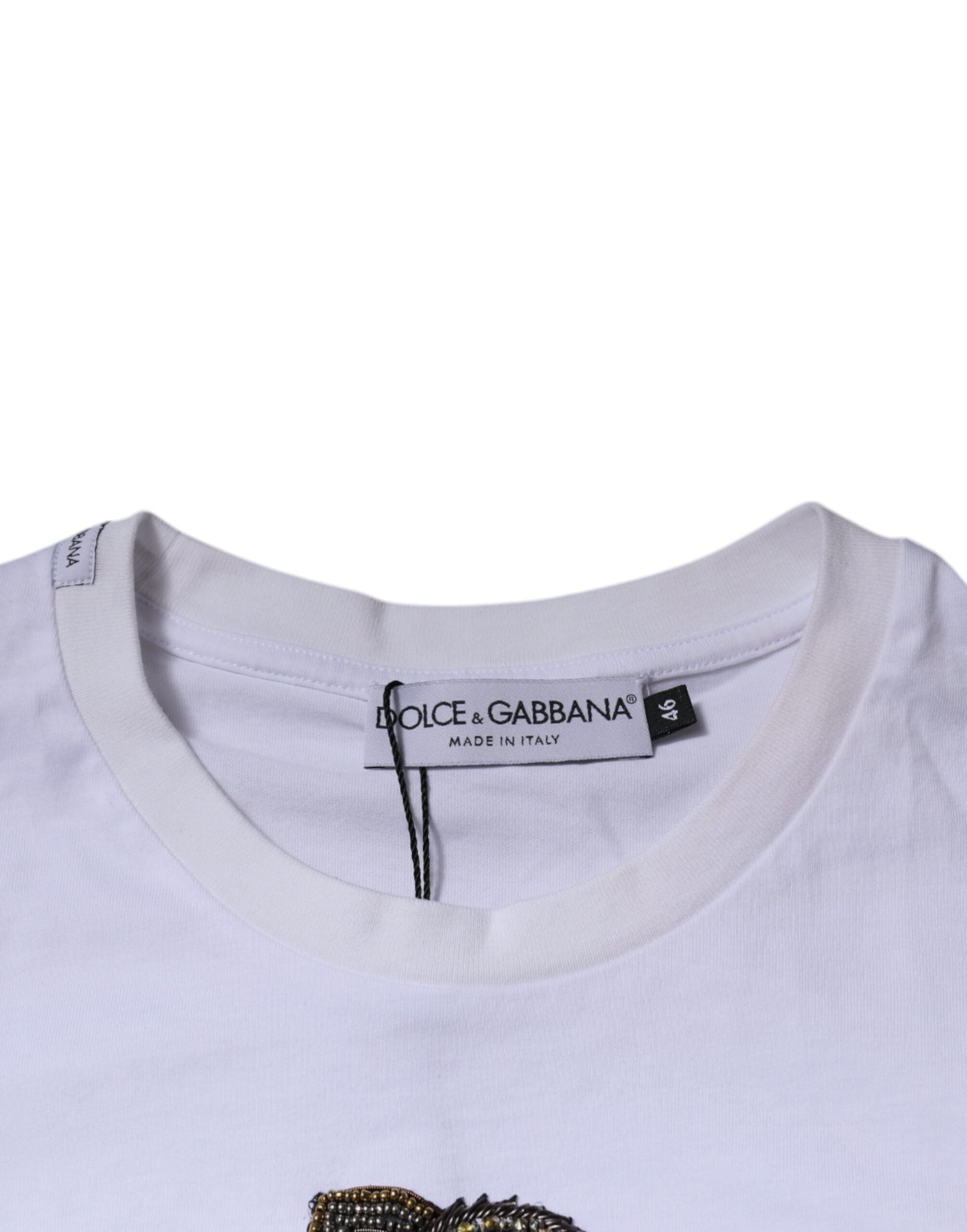 Dolce &amp; Gabbana White DG Logo Cotton Crew Neck T-shirt