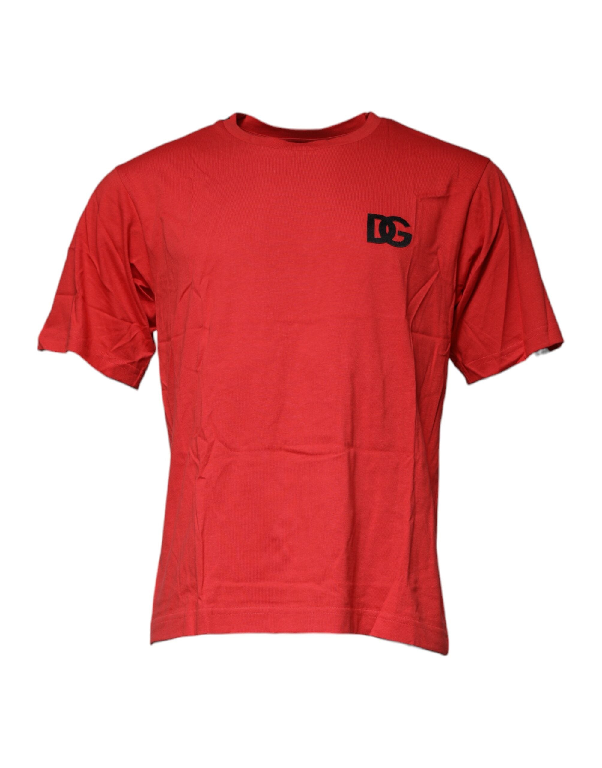 Dolce &amp; Gabbana Red DG Logo Cotton Crew Neck T-shirt