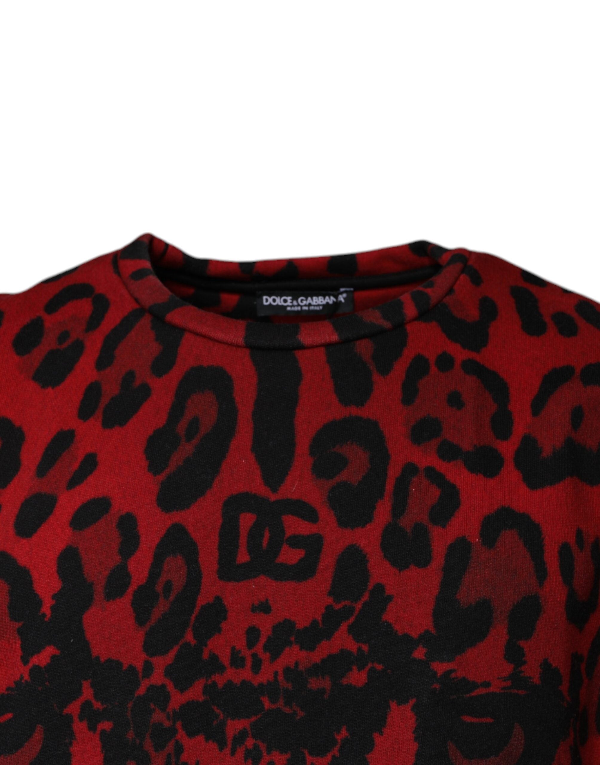 Dolce &amp; Gabbana Red Leopard Print Cotton Sleeveless T-shirt