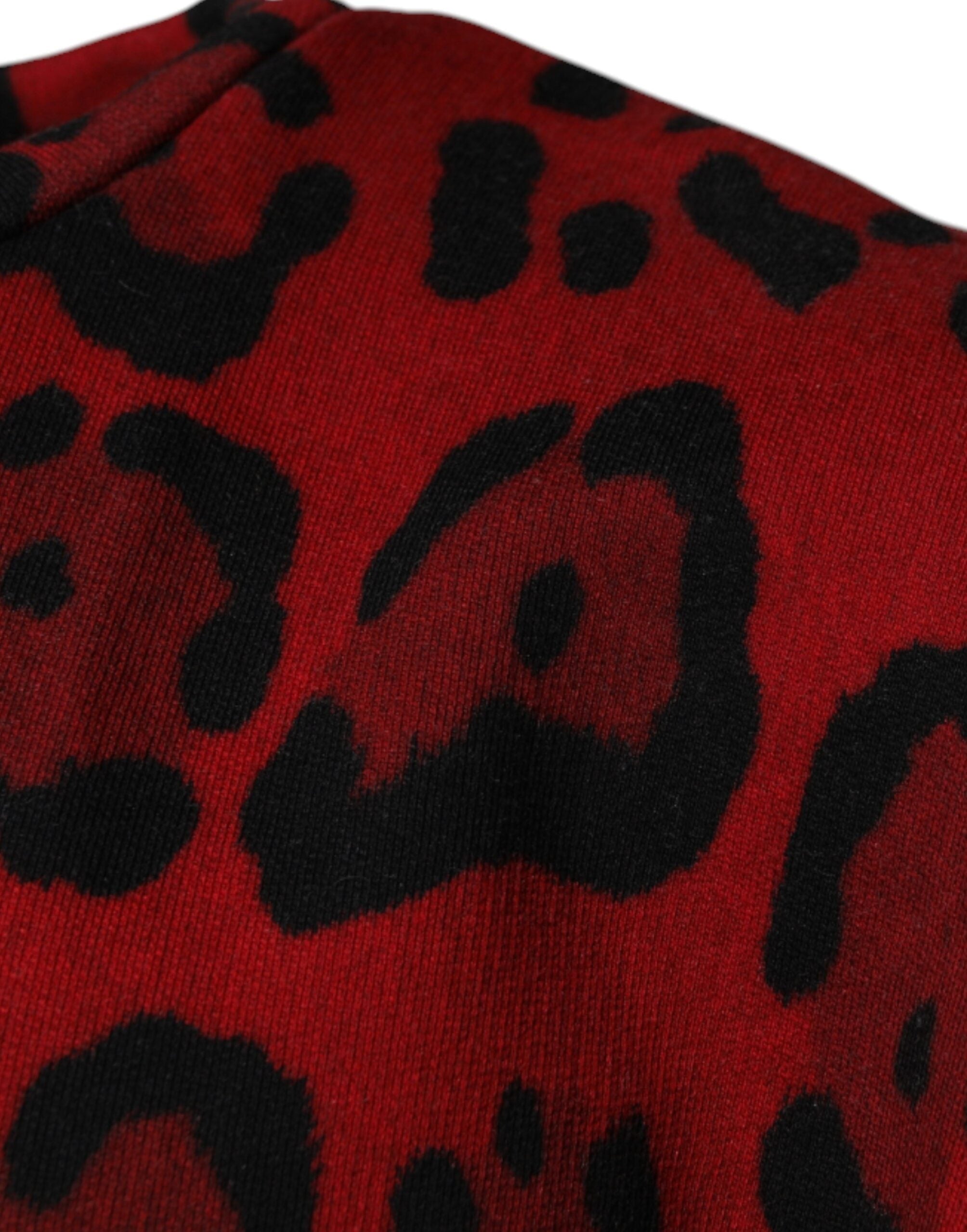 Dolce &amp; Gabbana Red Leopard Print Cotton Sleeveless T-shirt
