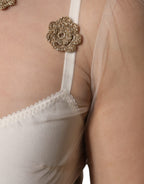 Dolce &amp; Gabbana White Sheer Tulle Bustier Bodycon Midi Dress