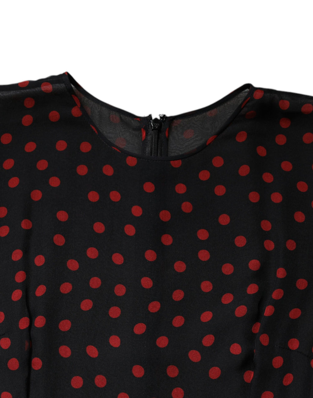 Dolce &amp; Gabbana Black Red Polka Dot Silk Layered Midi Dress