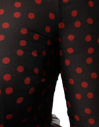 Dolce &amp; Gabbana Black Red Polka Dot Silk Layered Midi Dress