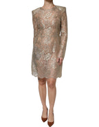 Dolce &amp; Gabbana Gold Floral Lace A-line Sheath Mini Dress