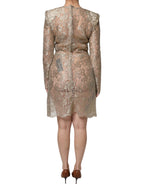 Dolce &amp; Gabbana Gold Floral Lace A-line Sheath Mini Dress