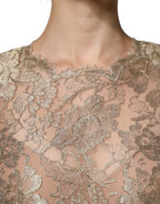 Dolce &amp; Gabbana Gold Floral Lace A-line Sheath Mini Dress