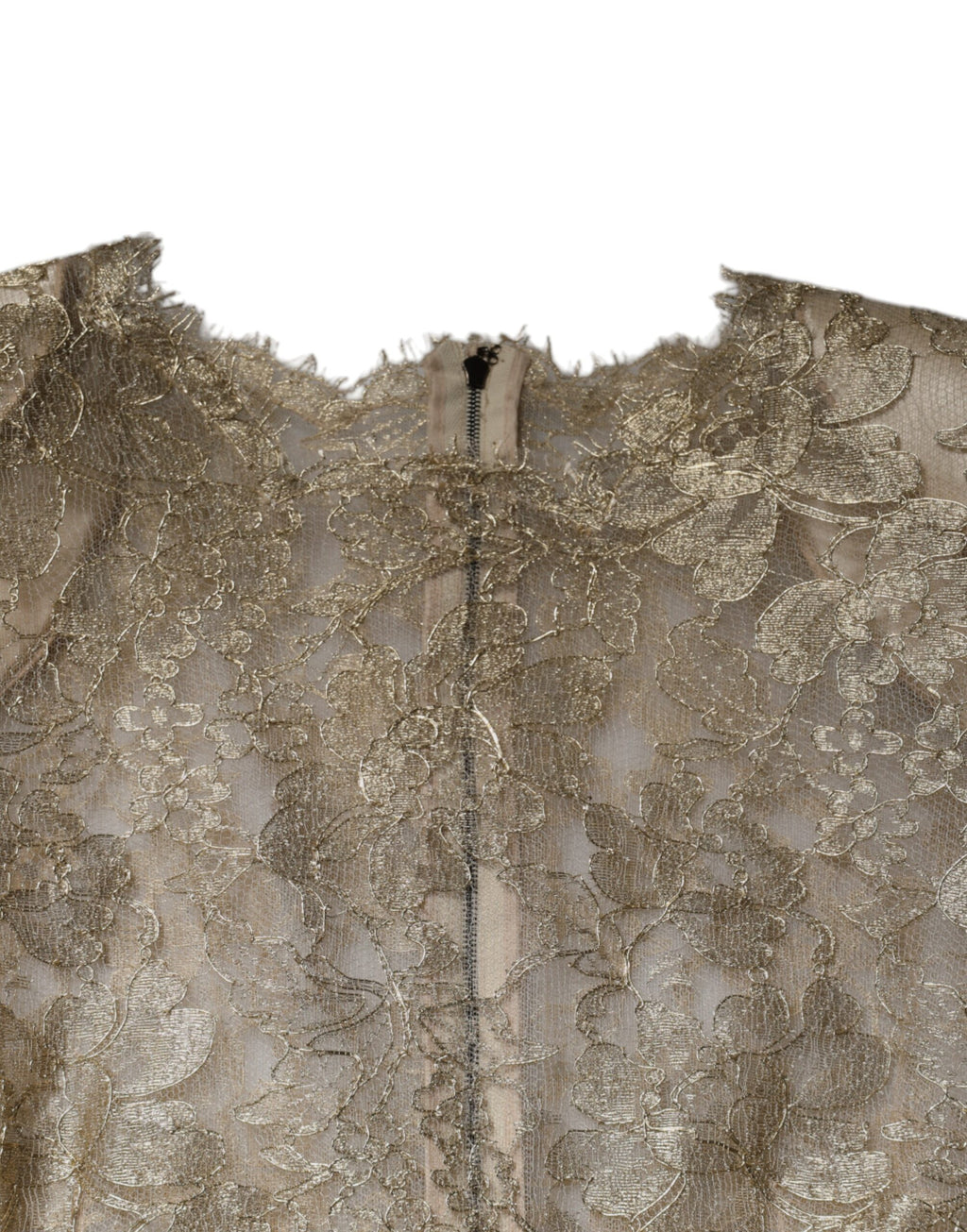 Dolce &amp; Gabbana Gold Floral Lace A-line Sheath Mini Dress