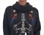 Dolce &amp; Gabbana Fairy Tale Crystal Gray Cashmere Sweater