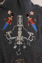 Dolce &amp; Gabbana Fairy Tale Crystal Gray Cashmere Sweater