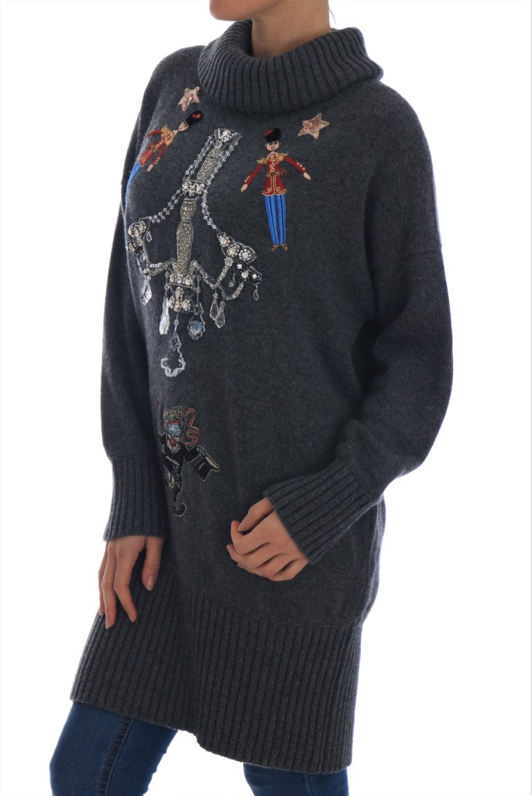 Dolce &amp; Gabbana Fairy Tale Crystal Gray Cashmere Sweater