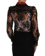 Dolce &amp; Gabbana Black Lace Crystal SPACE Shirt