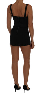 Dolce &amp; Gabbana Romper Bodysuit Black Floral Stretch Dress