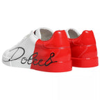 Dolce &amp; Gabbana White Red Portofino Low Top Sneakers Shoes