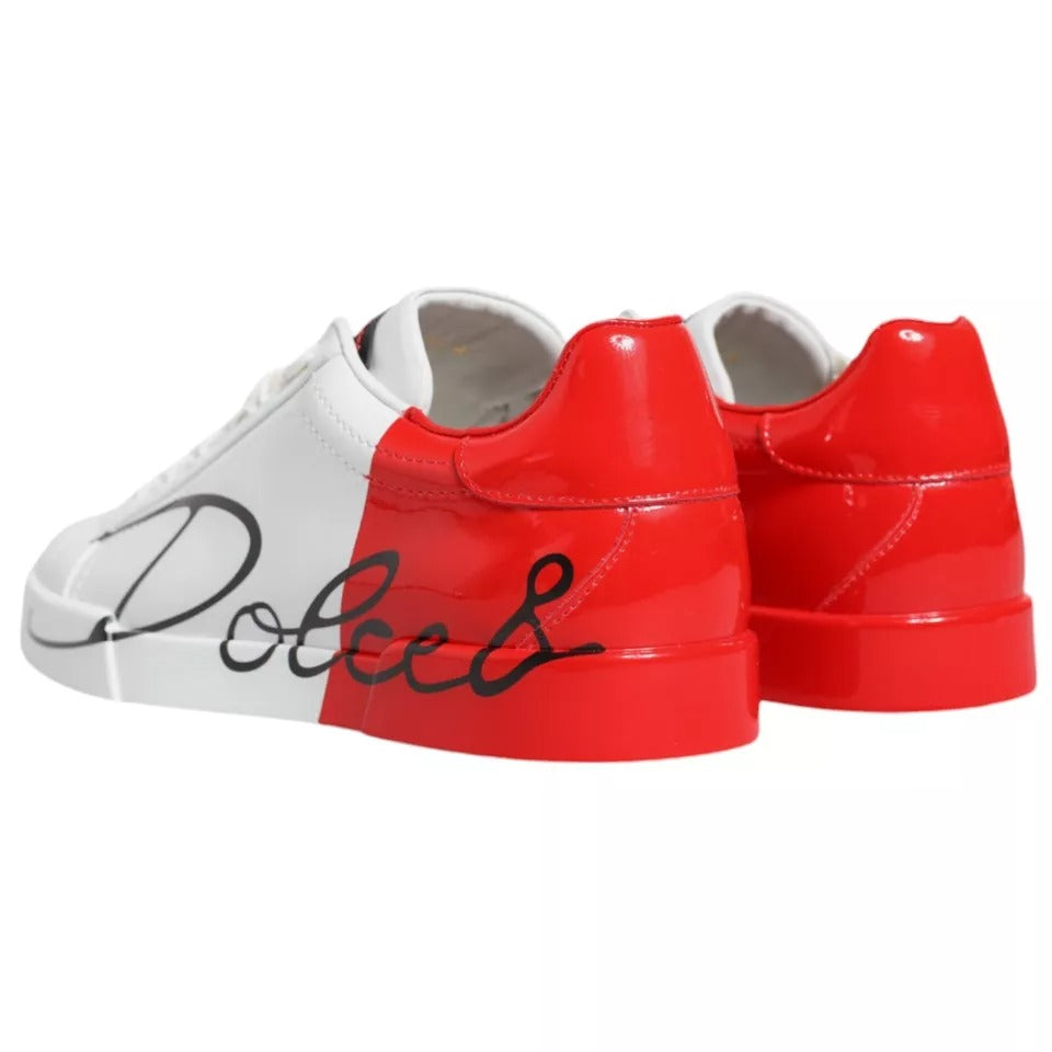 Dolce &amp; Gabbana White Red Portofino Low Top Sneakers Shoes