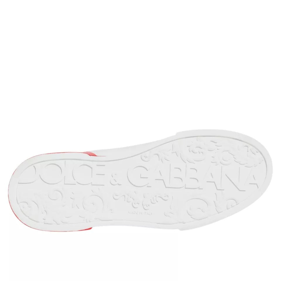 Dolce &amp; Gabbana White Red Portofino Low Top Sneakers Shoes