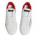 Dolce &amp; Gabbana White Red Portofino Low Top Sneakers Shoes