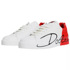 Dolce &amp; Gabbana White Red Portofino Low Top Sneakers Shoes