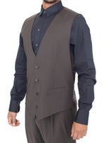 Dolce &amp; Gabbana Brown Striped Stretch Dress Vest