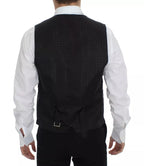 Dolce &amp; Gabbana Black Wool Silk Dress Waistcoat Jacket Vest