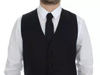 Dolce &amp; Gabbana Black Wool Silk Dress Waistcoat Jacket Vest