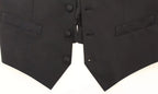 Dolce &amp; Gabbana Black Wool Silk Dress Waistcoat Jacket Vest