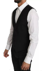 Dolce &amp; Gabbana Black Wool Logo Waistcoat Vest