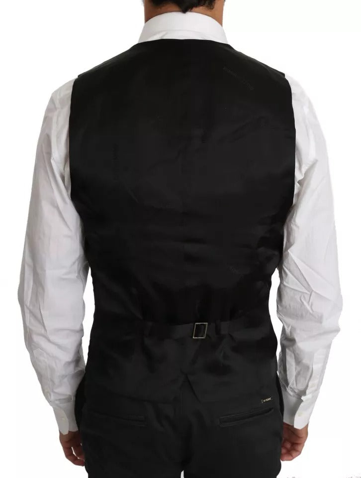 Dolce &amp; Gabbana Black Wool Logo Waistcoat Vest