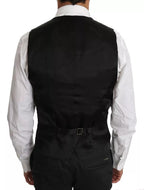 Dolce &amp; Gabbana Black Wool Logo Waistcoat Vest