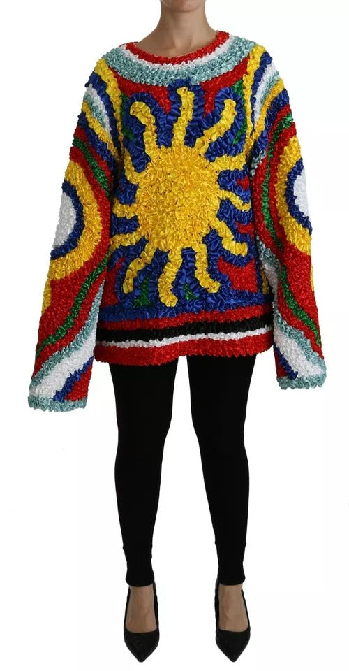Dolce &amp; Gabbana Multicolor Sun Ruffled Top Blouse Sweater