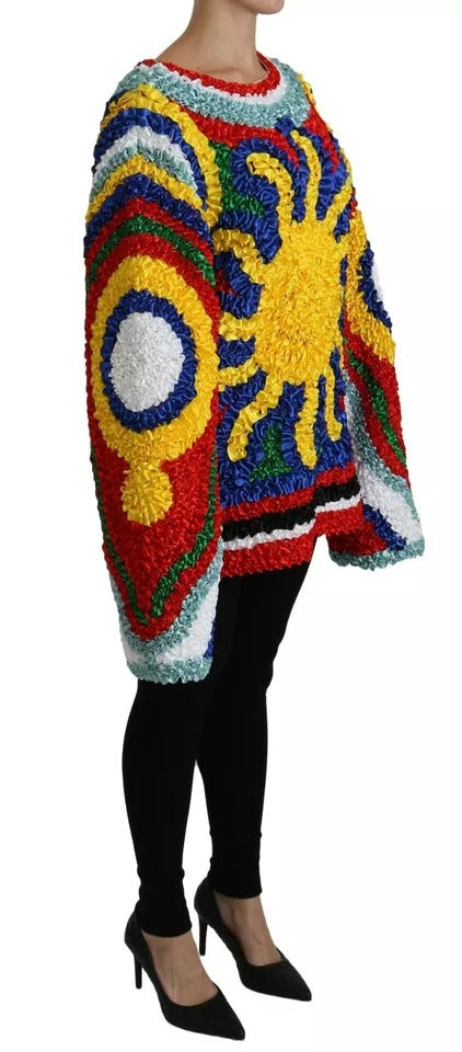 Dolce &amp; Gabbana Multicolor Sun Ruffled Top Blouse Sweater