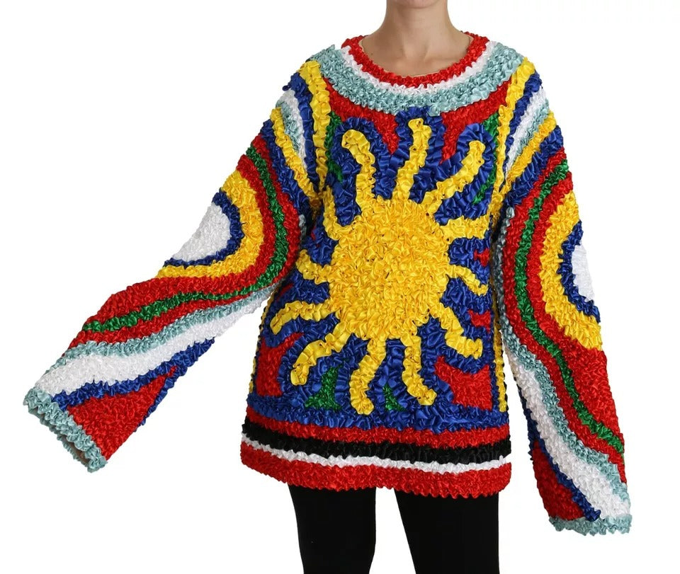 Dolce &amp; Gabbana Multicolor Sun Ruffled Top Blouse Sweater