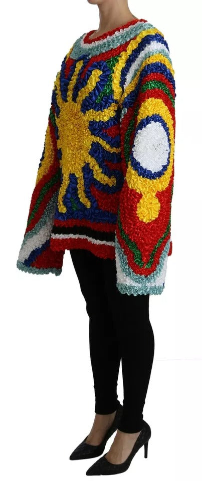 Dolce &amp; Gabbana Multicolor Sun Ruffled Top Blouse Sweater