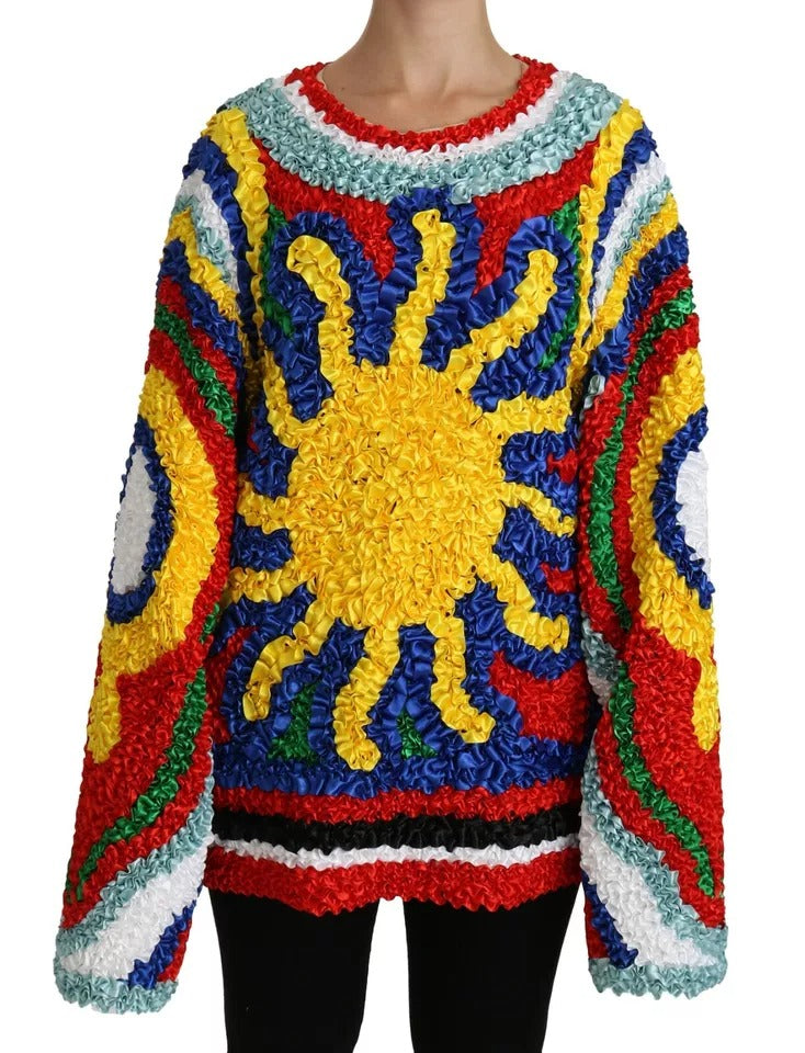 Dolce &amp; Gabbana Multicolor Sun Ruffled Top Blouse Sweater