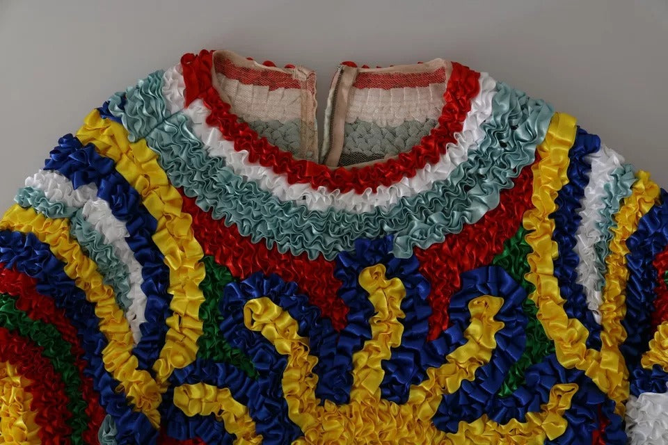Dolce &amp; Gabbana Multicolor Sun Ruffled Top Blouse Sweater