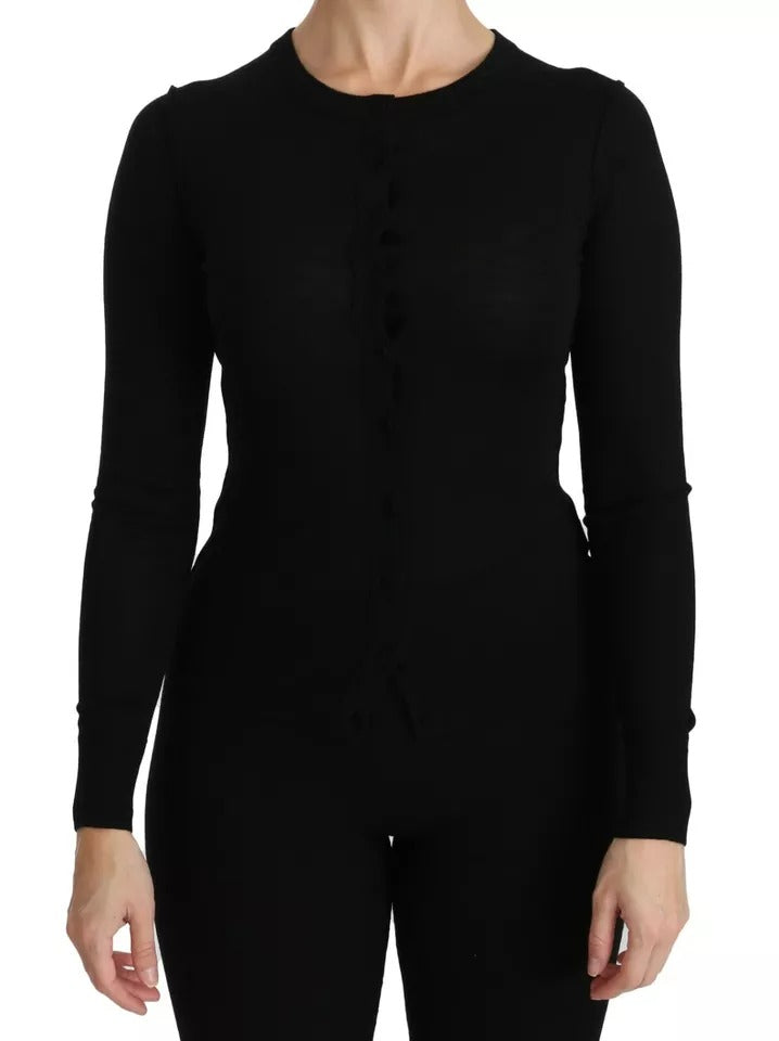 Dolce &amp; Gabbana Black Virgin Wool Long Sleeve Top Blouse Top