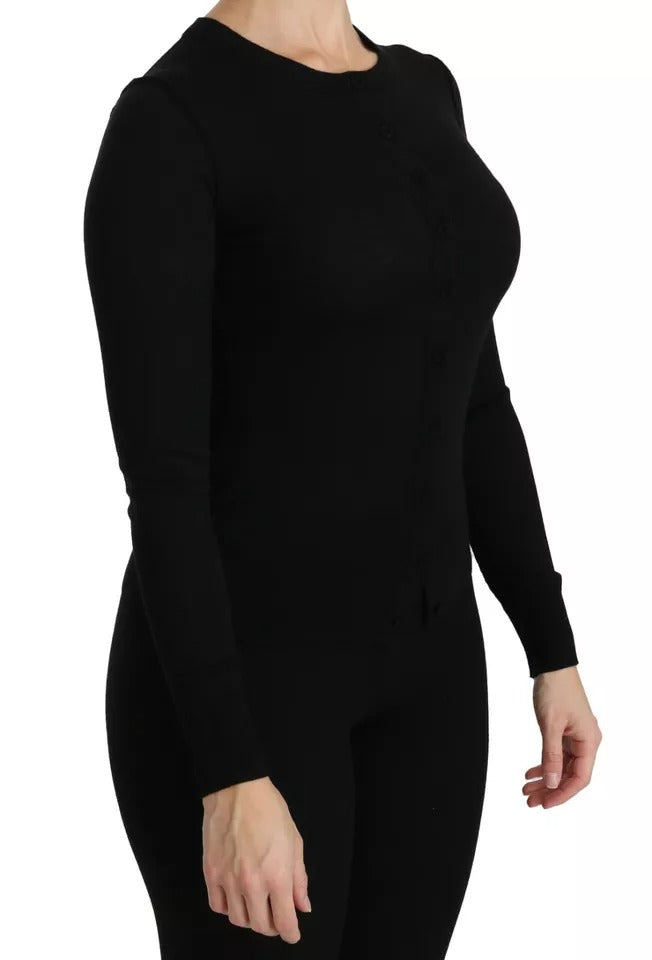 Dolce &amp; Gabbana Black Virgin Wool Long Sleeve Top Blouse Top