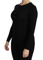 Dolce &amp; Gabbana Black Virgin Wool Long Sleeve Top Blouse Top