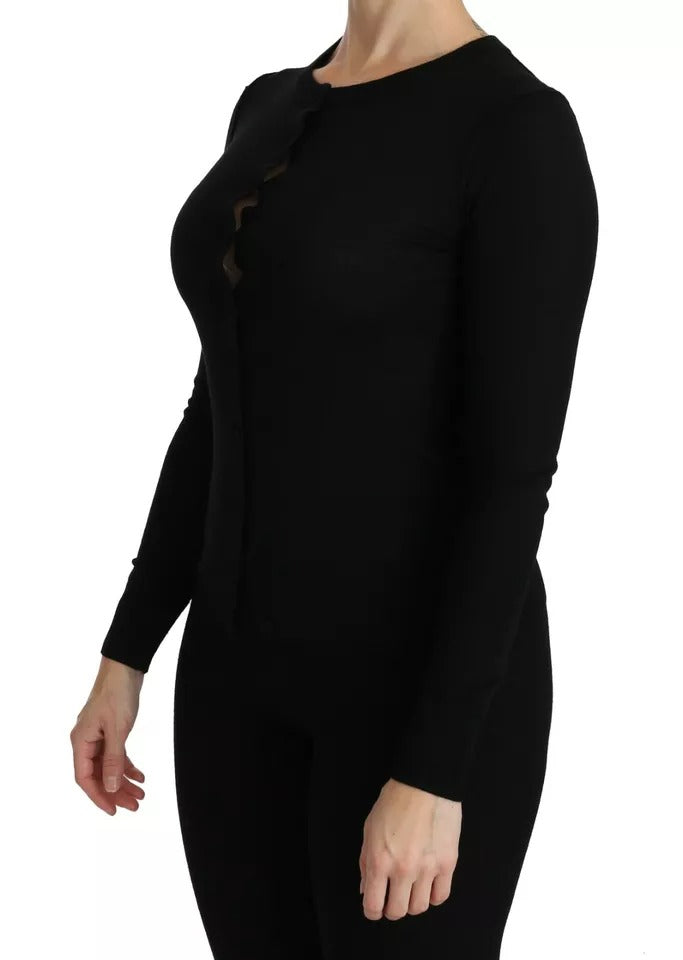 Dolce &amp; Gabbana Black Virgin Wool Long Sleeve Top Blouse Top