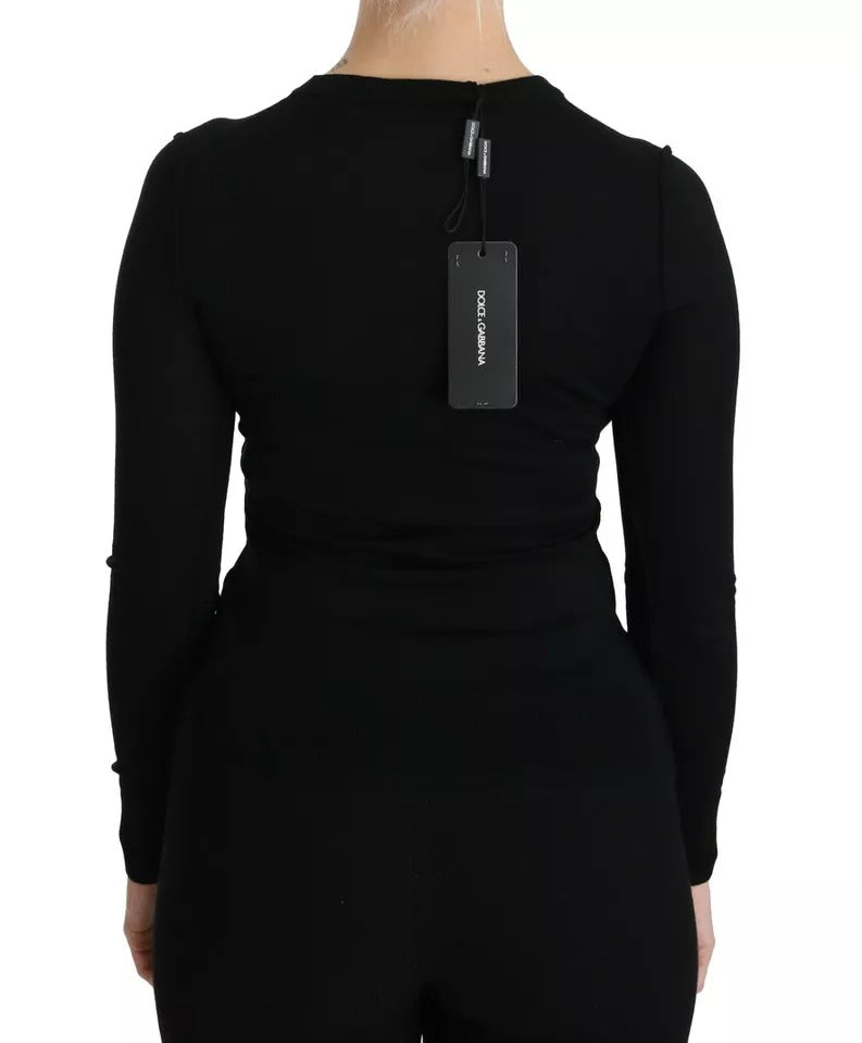 Dolce &amp; Gabbana Black Virgin Wool Long Sleeve Top Blouse Top