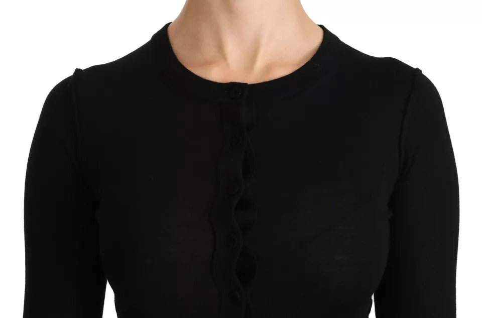 Dolce &amp; Gabbana Black Virgin Wool Long Sleeve Top Blouse Top